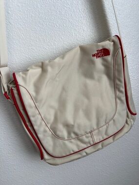 The North Face Cream Crossbody with Red Logo
